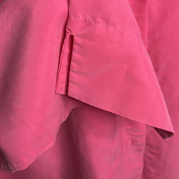 Hot Pink Liz Claiborne 3/4 sleeve collared button-up flowy top - Picture 6 of 10